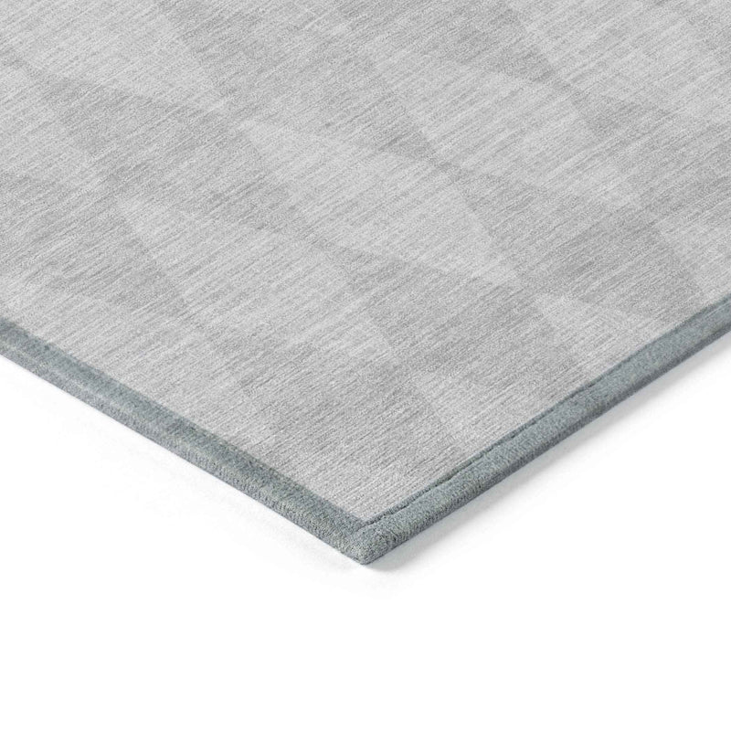 3' X 5' Pewter And Silver Geometric Washable Indoor Outdoor Area Rug