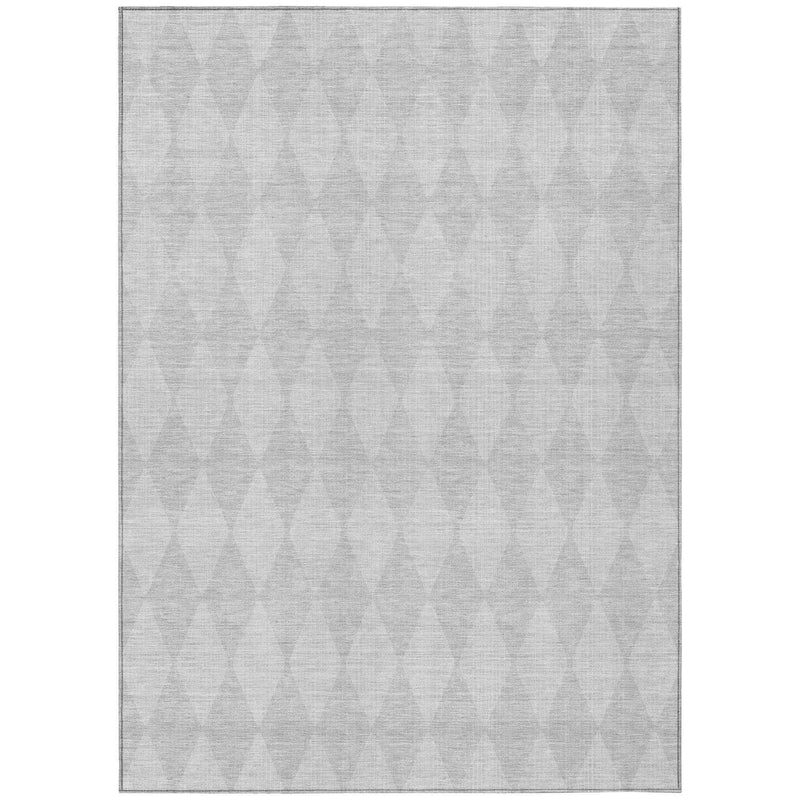 3' X 5' Pewter And Silver Geometric Washable Indoor Outdoor Area Rug