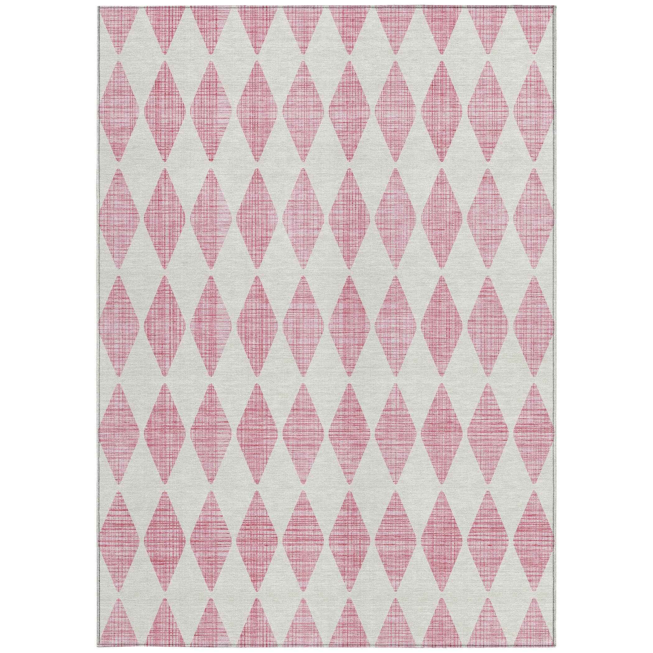 8' X 10' Pink And Ivory Geometric Washable Indoor Outdoor Area Rug