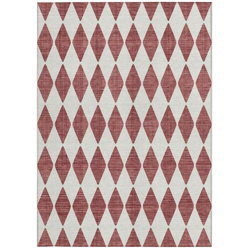 10' X 14' Burgundy Geometric Washable Indoor Outdoor Area Rug