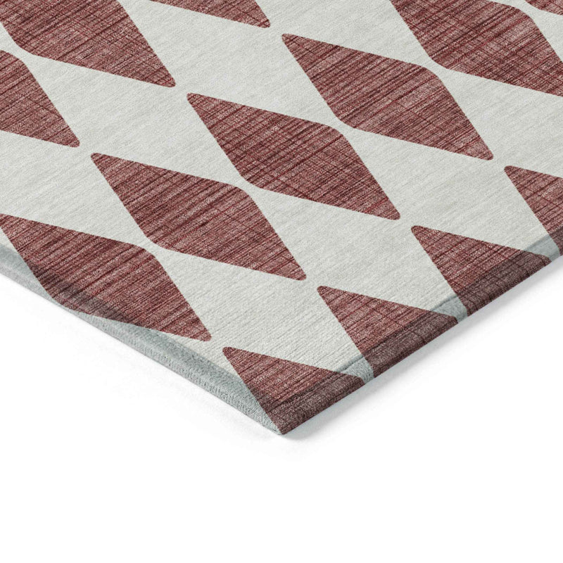 10' X 14' Burgundy Geometric Washable Indoor Outdoor Area Rug