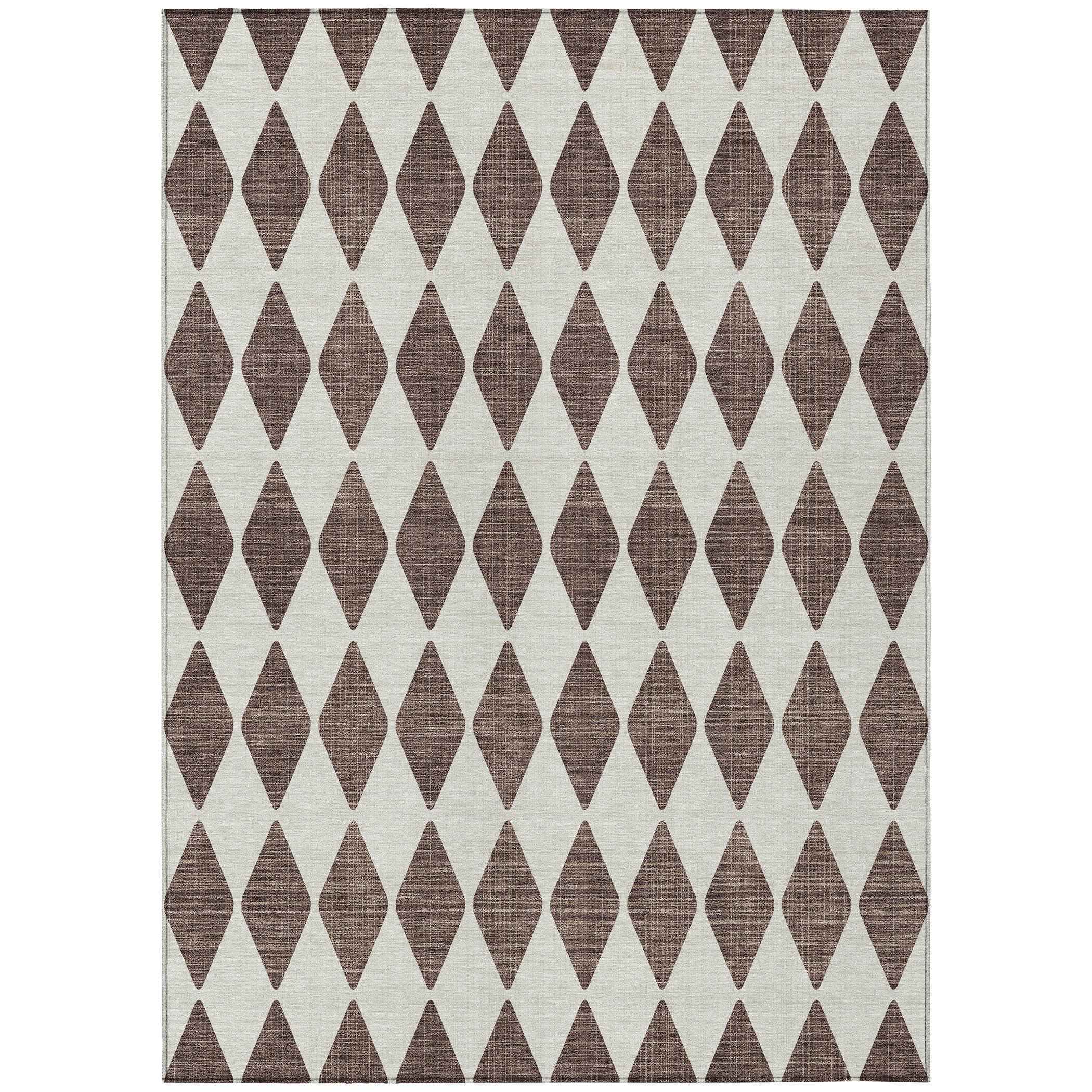 8' X 10' Brown Geometric Washable Indoor Outdoor Area Rug