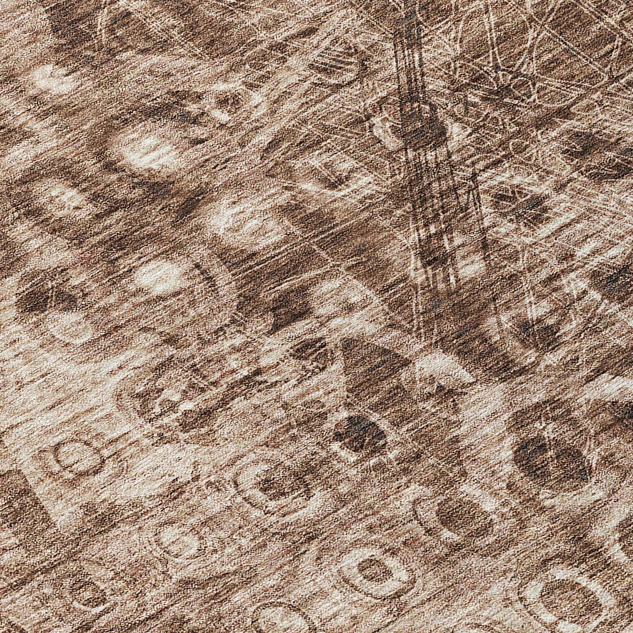 8' X 10' Chocolate Ikat Washable Indoor Outdoor Area Rug