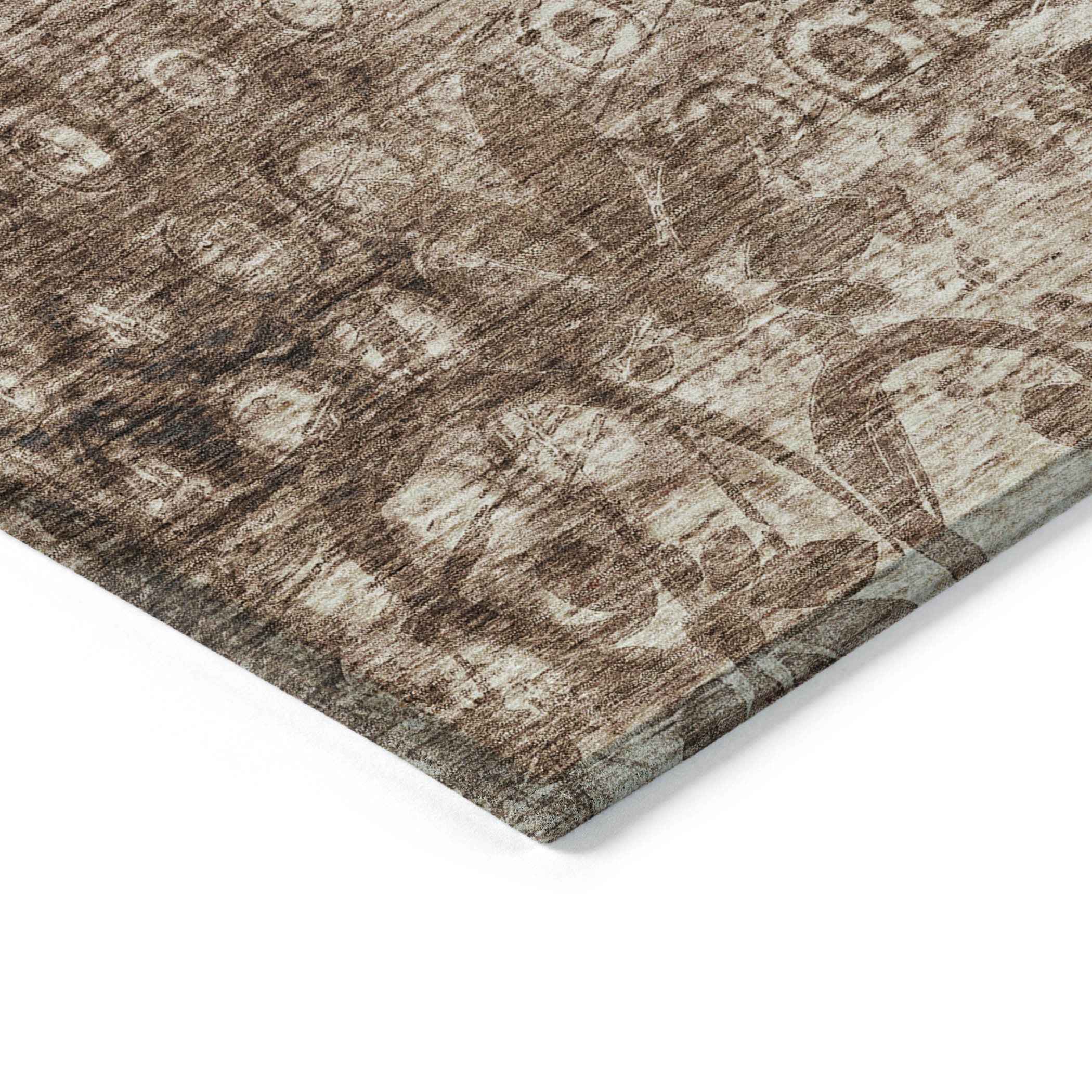 8' X 10' Chocolate Ikat Washable Indoor Outdoor Area Rug