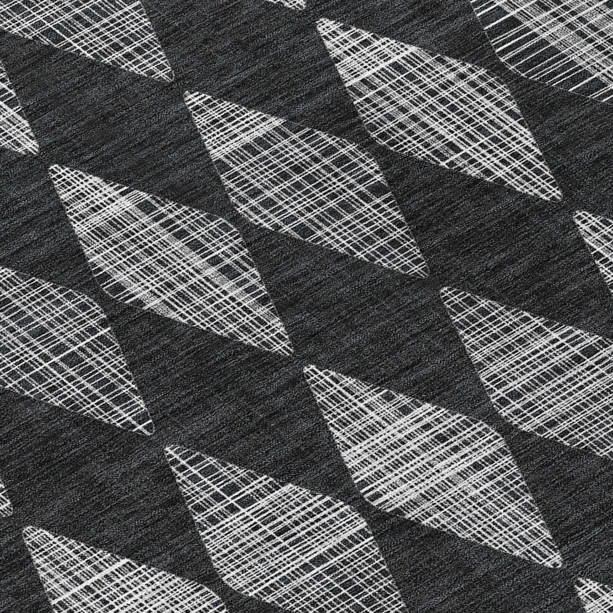 8' X 10' Charcoal Geometric Washable Indoor Outdoor Area Rug