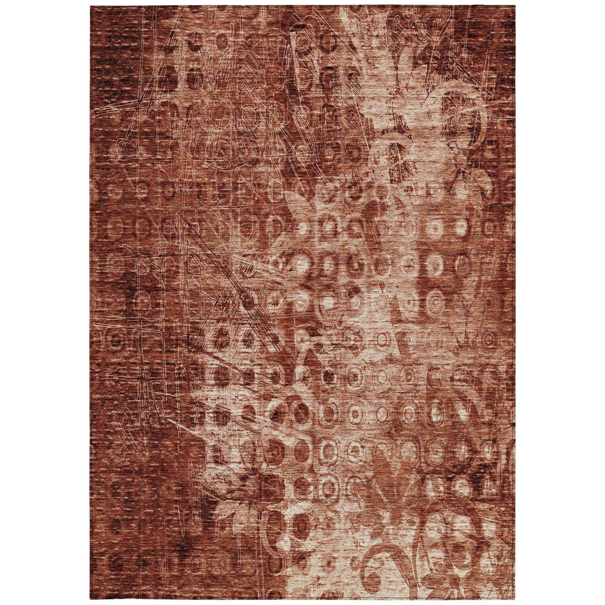 8' X 10' Orange Ikat Washable Indoor Outdoor Area Rug