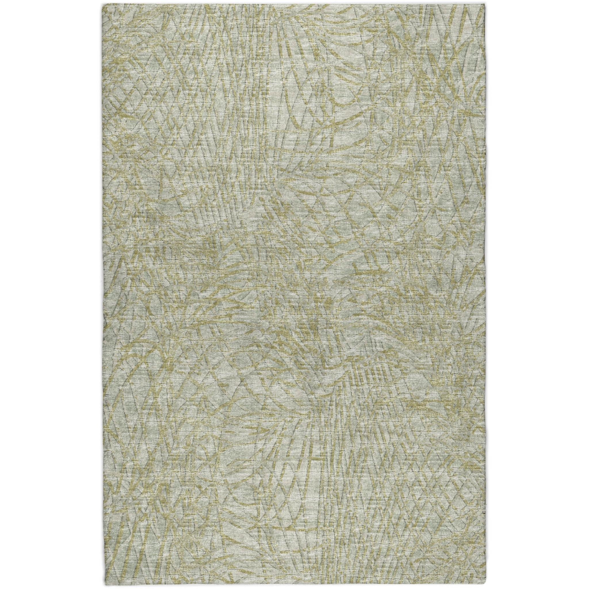 5' X 8' Sage And Olive Green Abstract Shag Washable Area Rug With UV Protection - Home & Garden