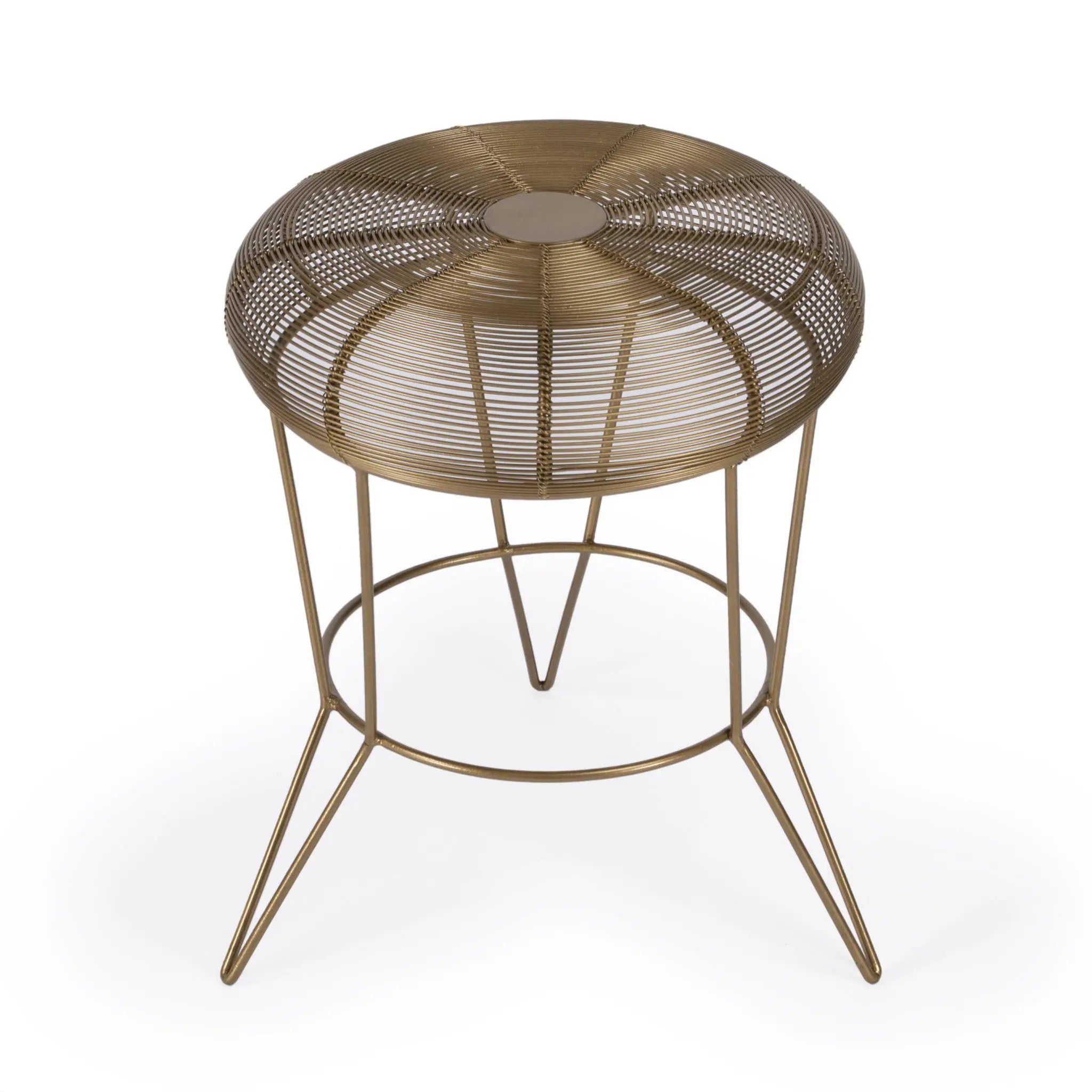 18" Antique Gold Iron Round End Table Homeroots Living Room