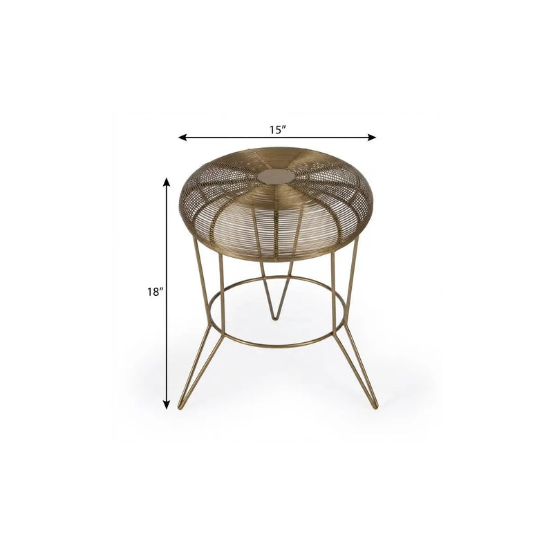 18" Antique Gold Iron Round End Table Homeroots Living Room