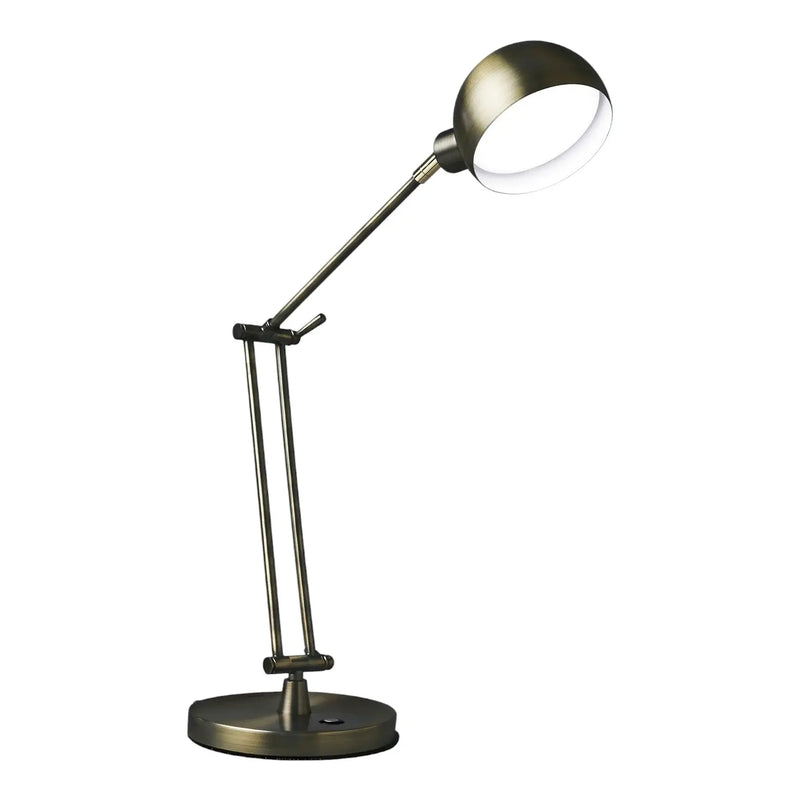 18" Antiqued Bronze Adjustable Swing Arm Desk Lamp USB With Antiqued Bronze Shade Homeroots Lighting