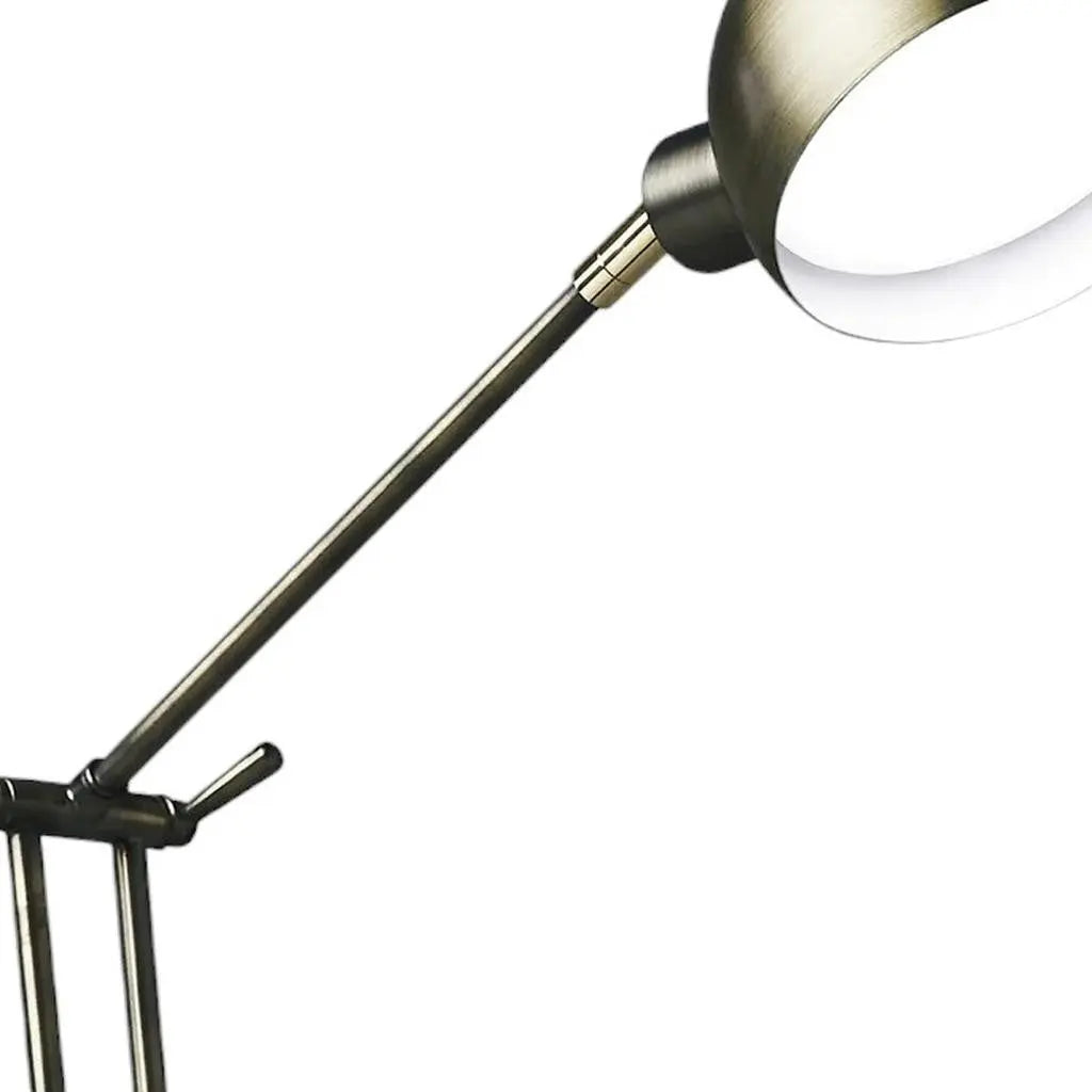 18" Antiqued Bronze Adjustable Swing Arm Desk Lamp USB With Antiqued Bronze Shade Homeroots Lighting
