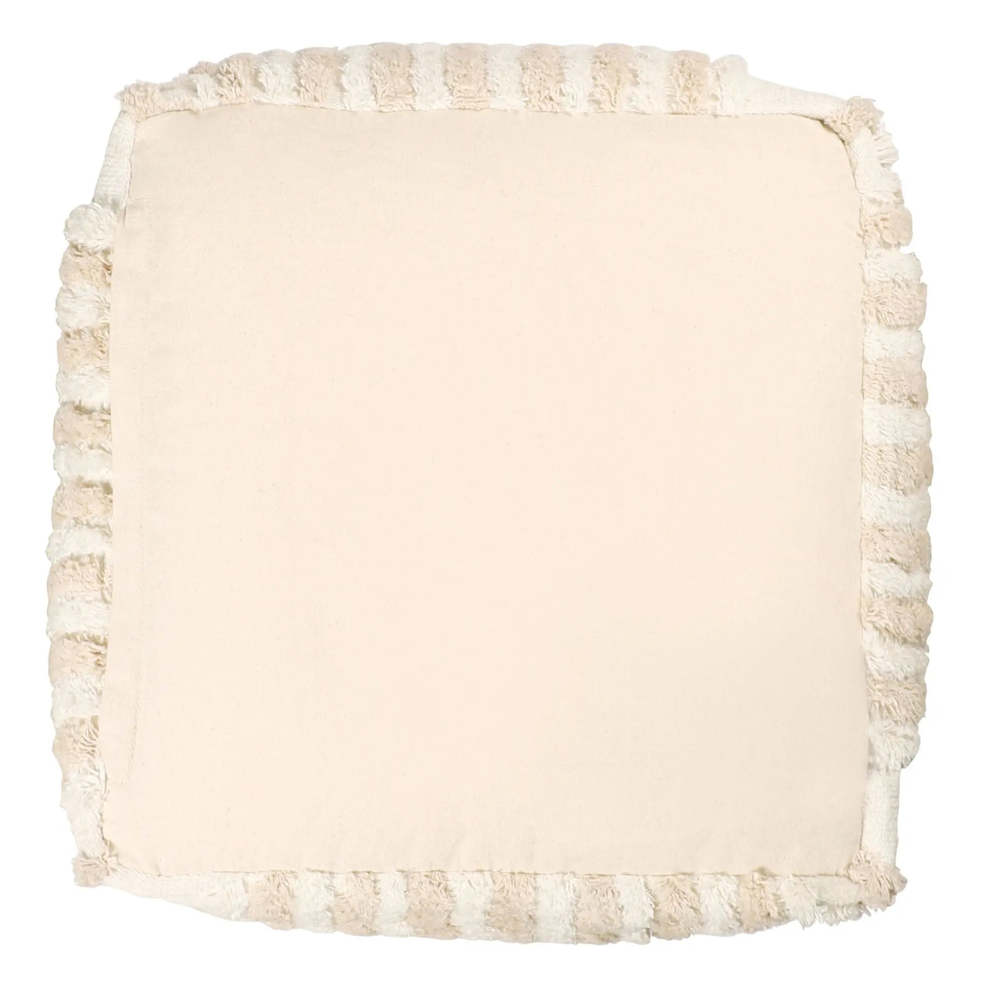 18" Beige Cotton Cube Striped Pouf Ottoman Homeroots Living Room