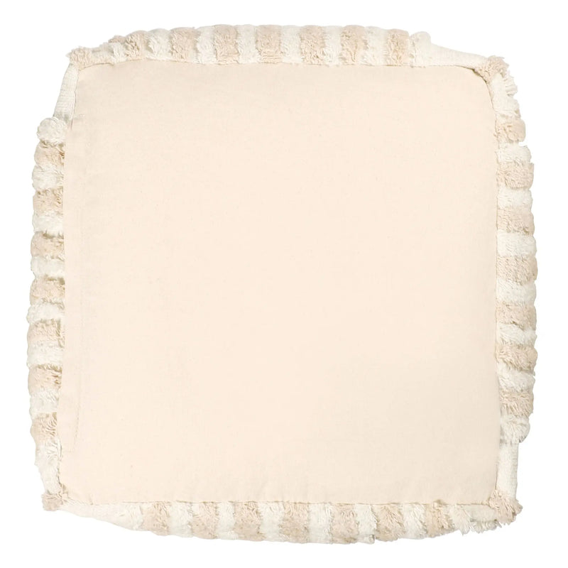 18" Beige Cotton Cube Striped Pouf Ottoman Homeroots Living Room