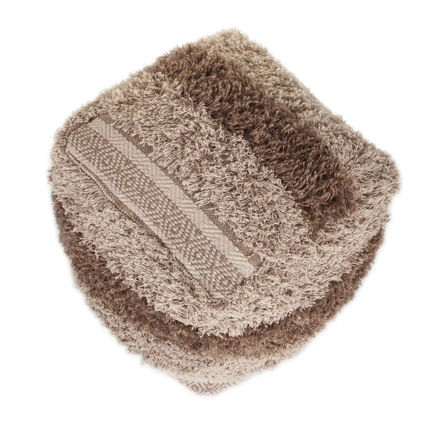 18" Beige Striped Pouf Ottoman Homeroots Living Room