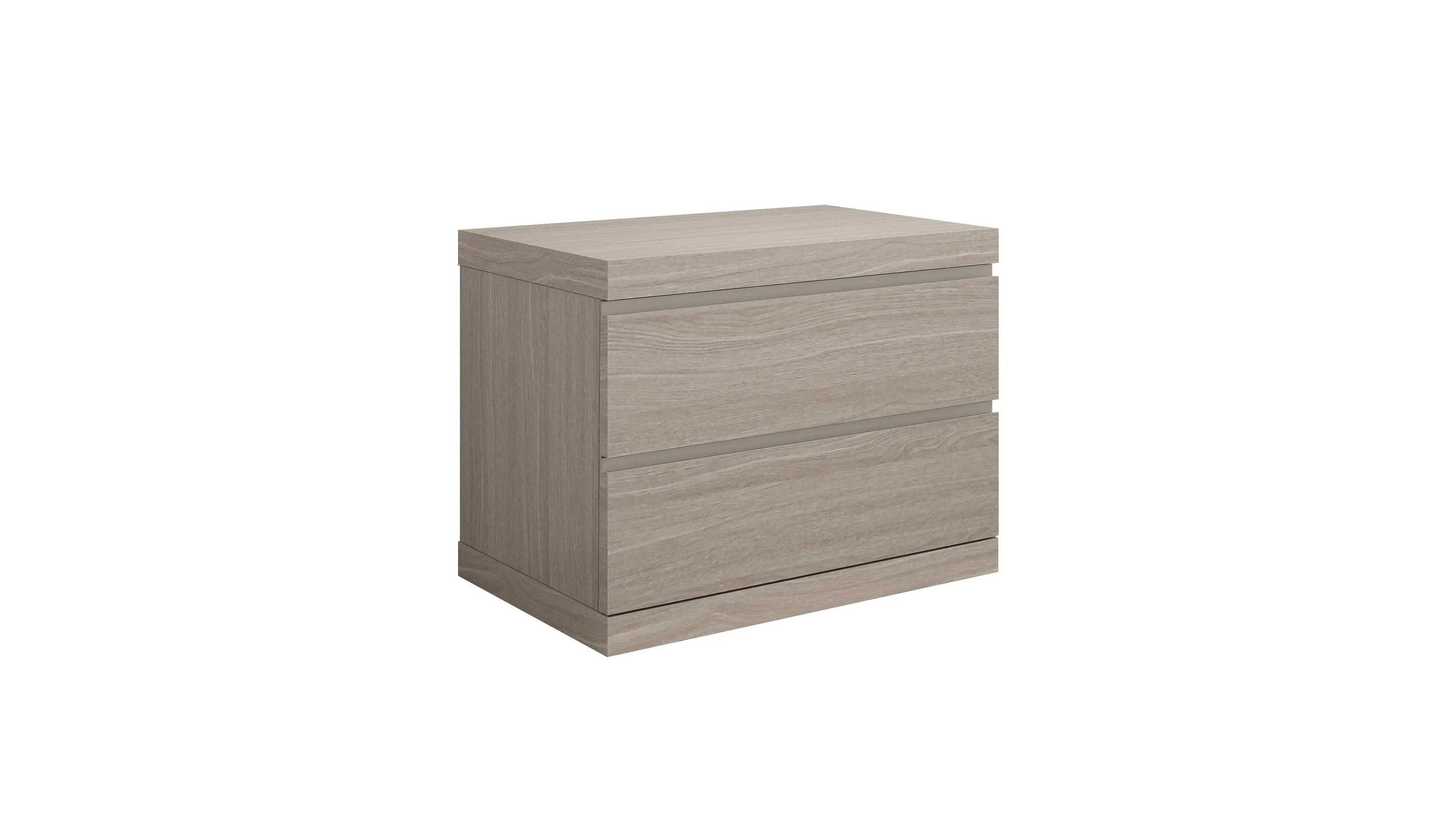 18" Beige Wood Two Drawer Nightstand Homeroots Bed & Bath