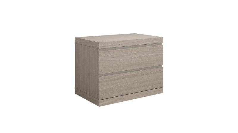 18" Beige Wood Two Drawer Nightstand Homeroots Bed & Bath