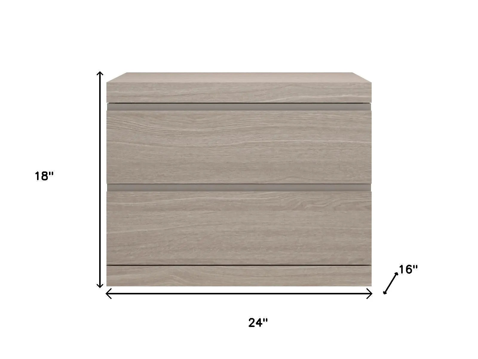 18" Beige Wood Two Drawer Nightstand Homeroots Bed & Bath