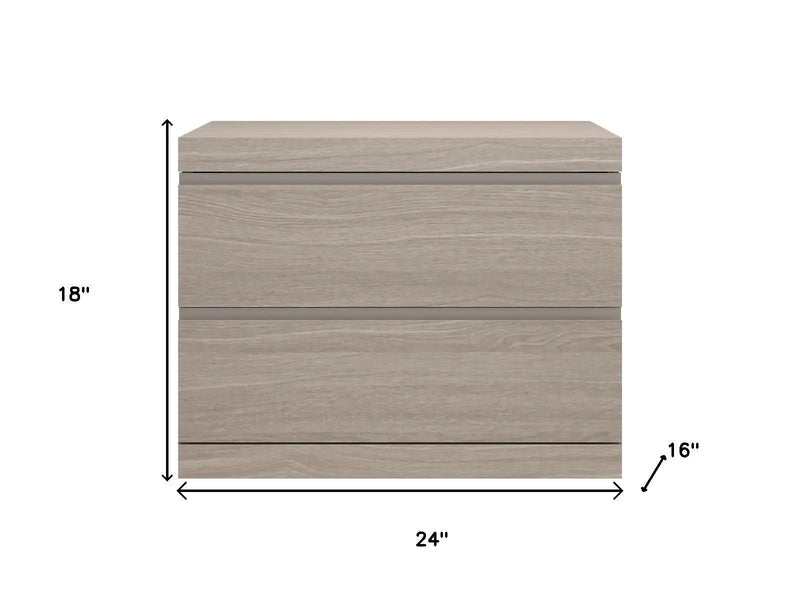 18" Beige Wood Two Drawer Nightstand Homeroots Bed & Bath