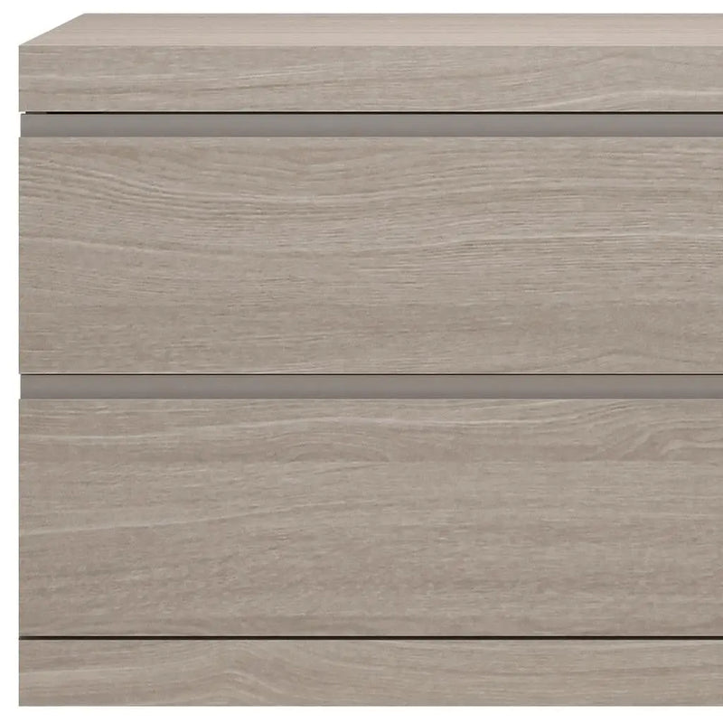 18" Beige Wood Two Drawer Nightstand Homeroots Bed & Bath
