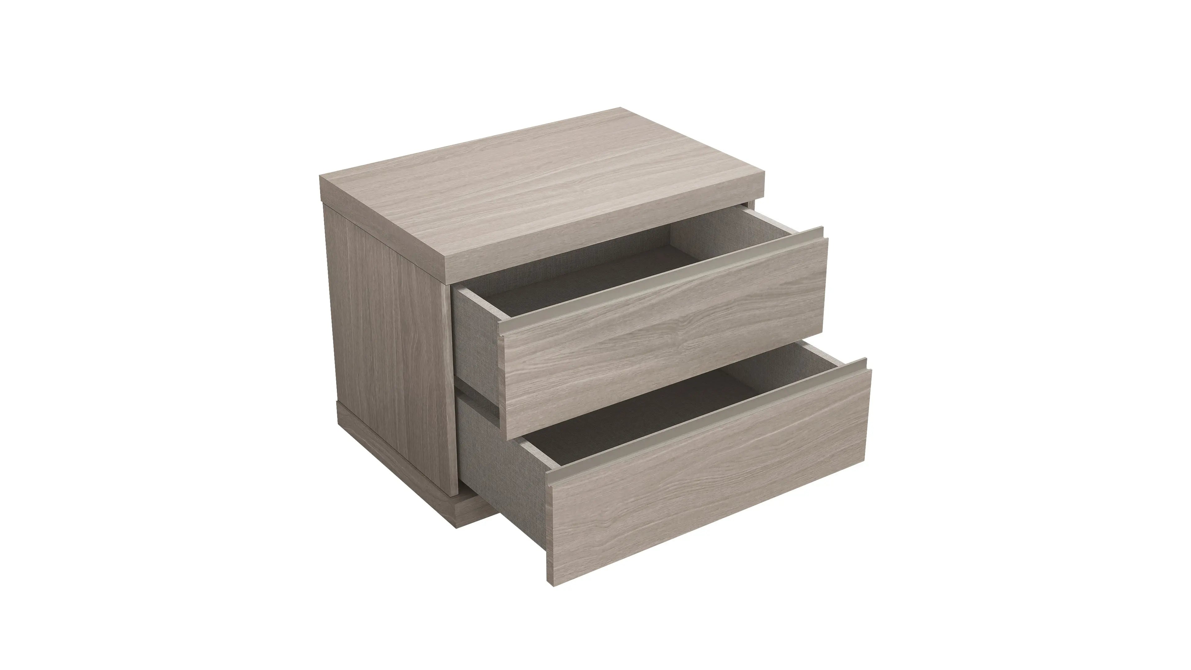 18" Beige Wood Two Drawer Nightstand Homeroots Bed & Bath