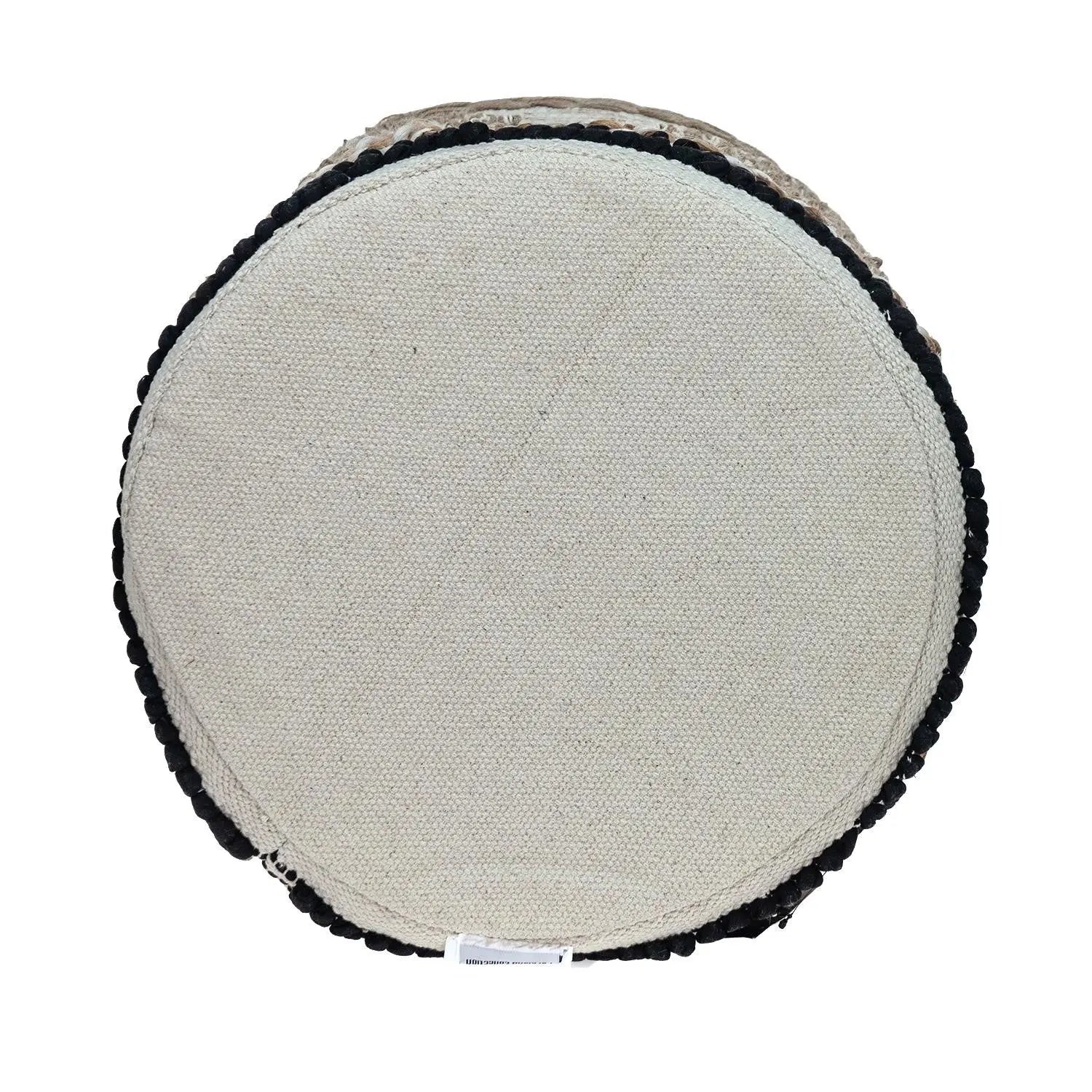 18" Beige and Brown Cotton Abstract Round Footstool Homeroots Living Room