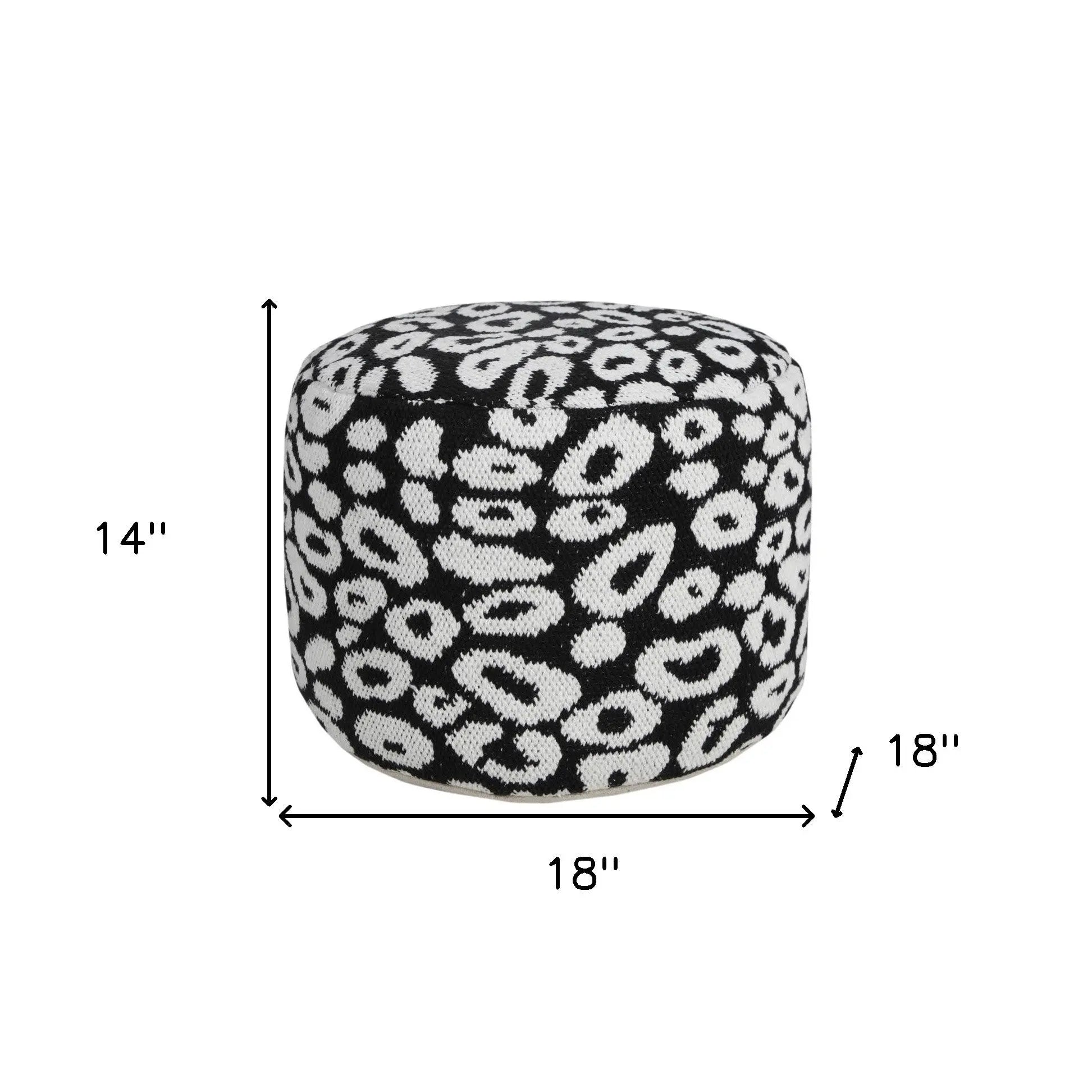 18" Black Abstract Cylinder Pouf Ottoman Homeroots Living Room