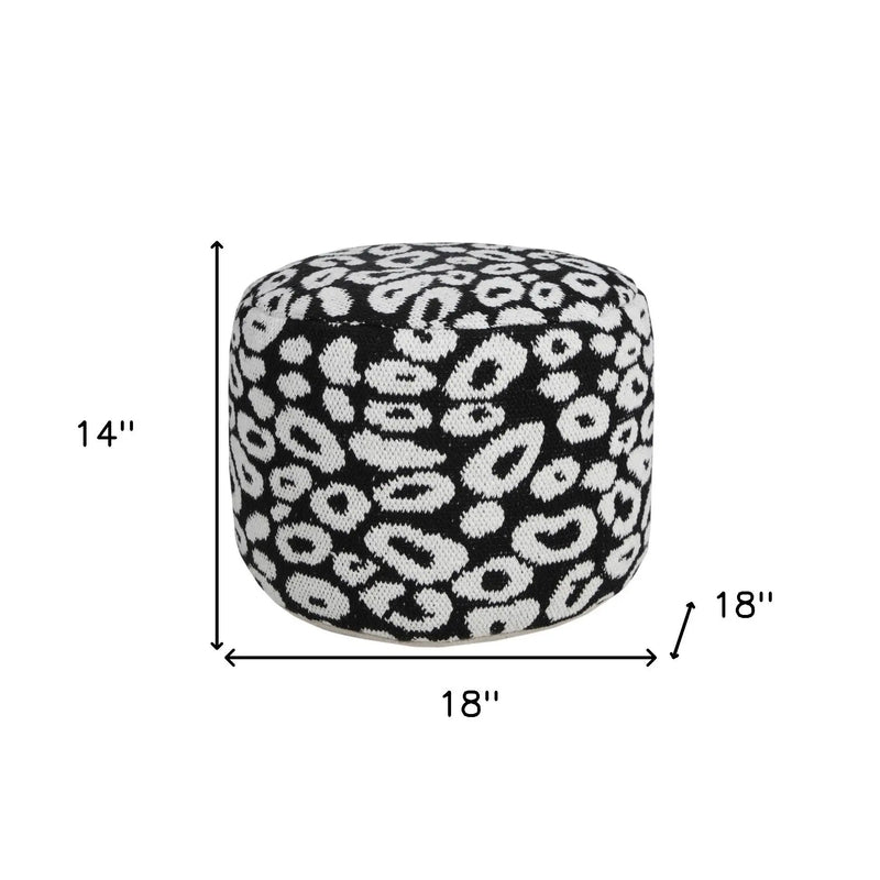 18" Black Abstract Cylinder Pouf Ottoman Homeroots Living Room
