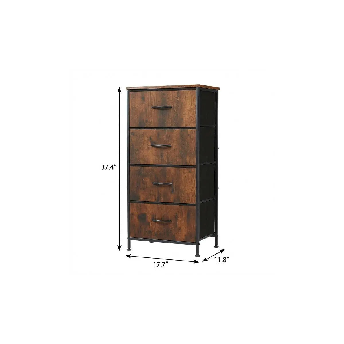 18" Black And Brown Fabric Wood And Metal Four Drawer Dresser Homeroots Bed & Bath