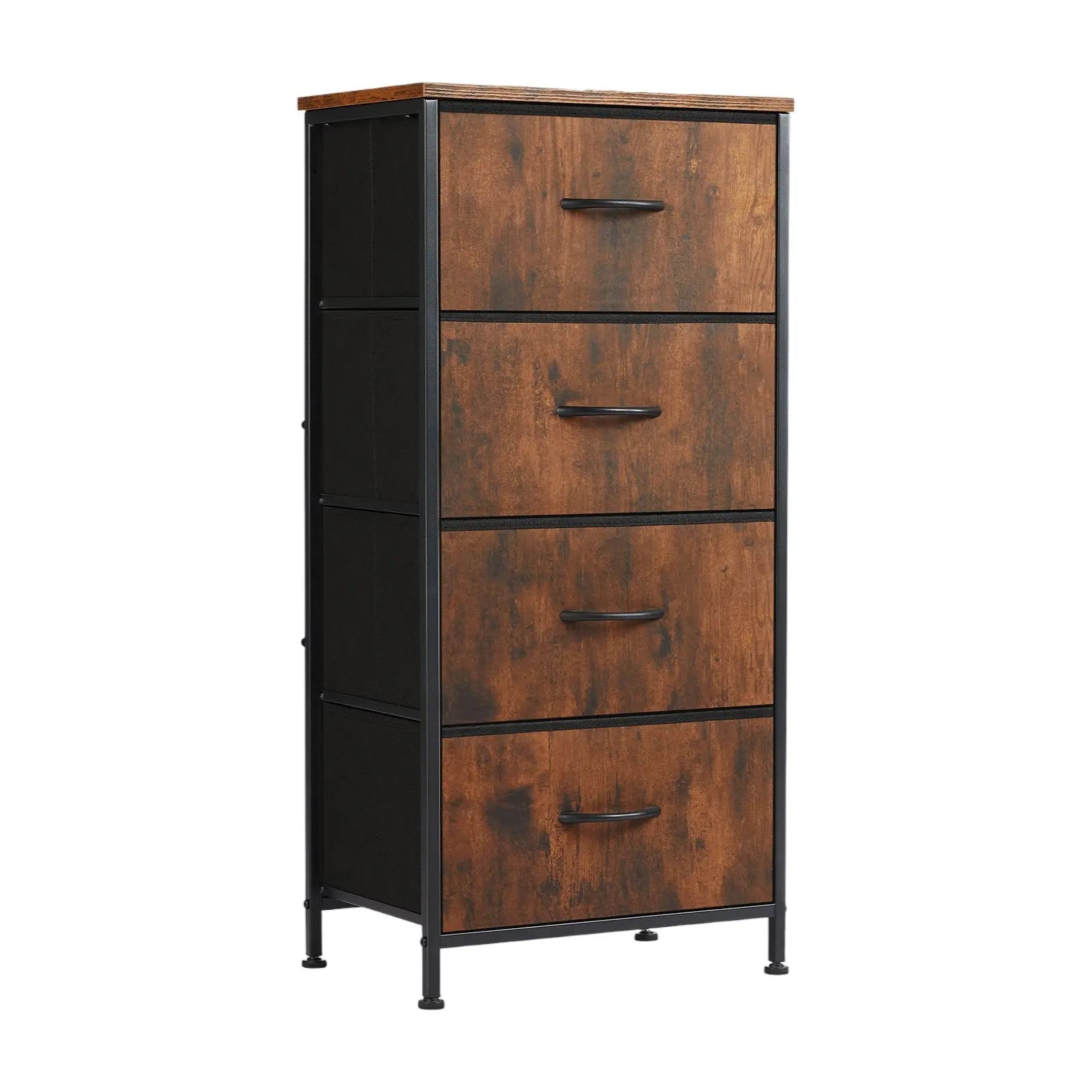18" Black And Brown Fabric Wood And Metal Four Drawer Dresser Homeroots Bed & Bath