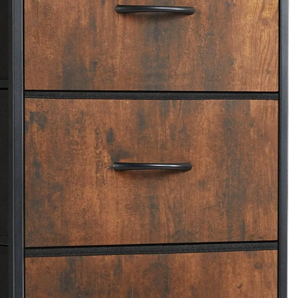 18" Black And Brown Fabric Wood And Metal Four Drawer Dresser Homeroots Bed & Bath