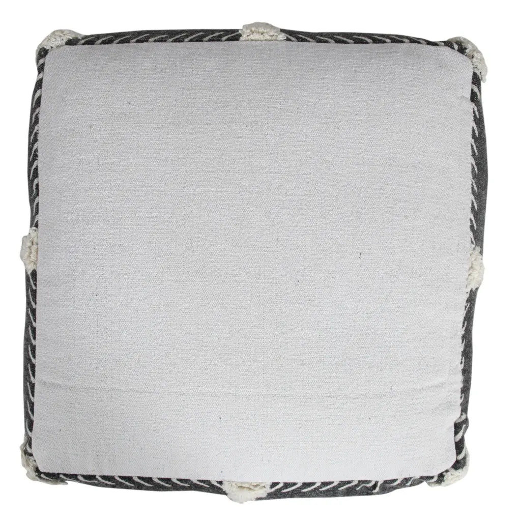 18" Black Cotton Geometric Pouf Ottoman Homeroots Living Room