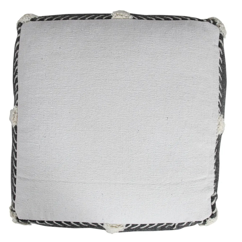 18" Black Cotton Geometric Pouf Ottoman Homeroots Living Room