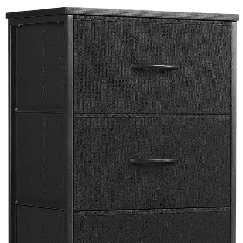 18" Black Fabric Wood and Metal Four Drawer Lingerie Chest Homeroots Bed & Bath