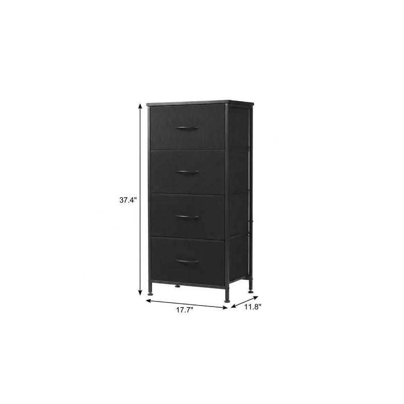 18" Black Fabric Wood and Metal Four Drawer Lingerie Chest Homeroots Bed & Bath