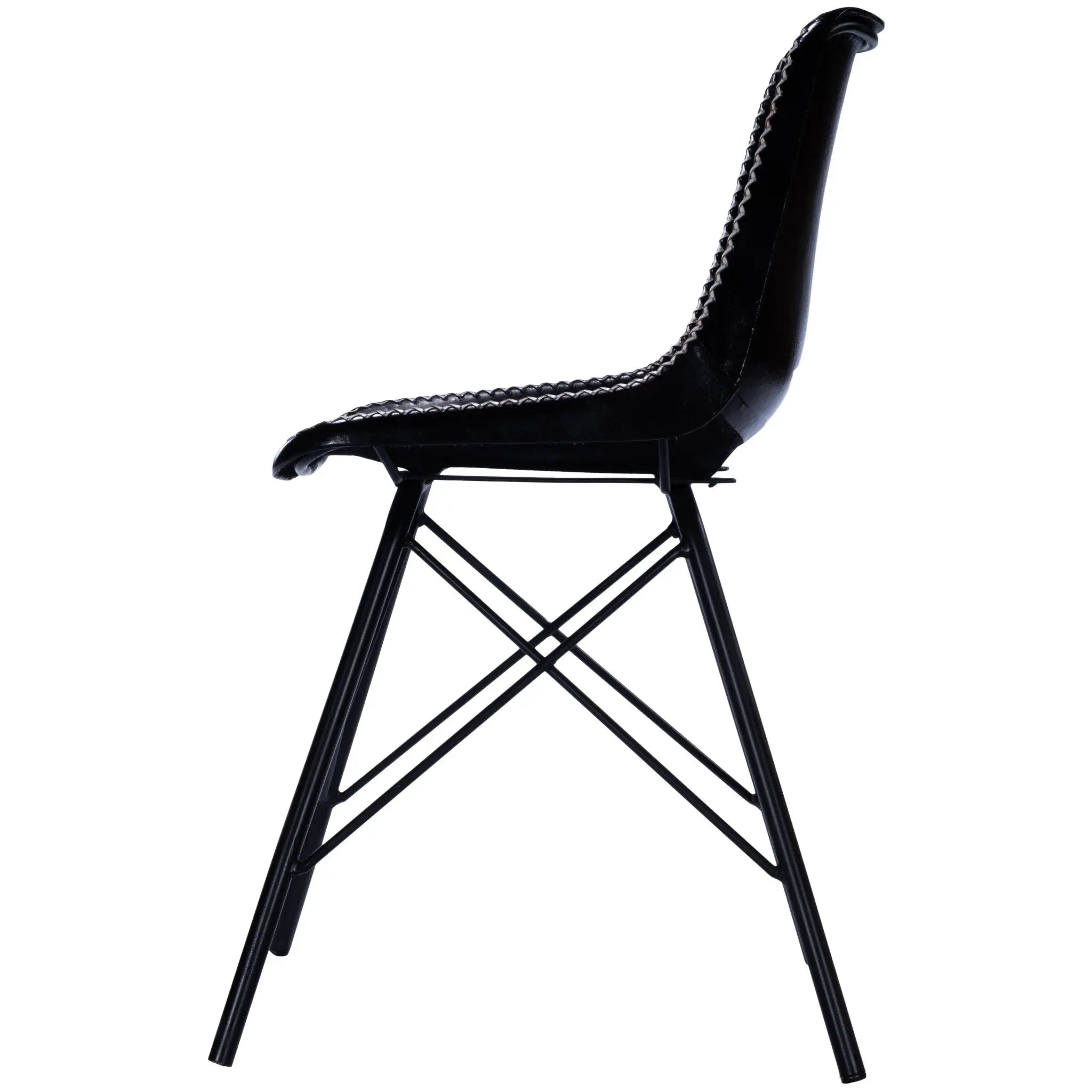 18" Black Faux Leather Side Chair Homeroots Living Room