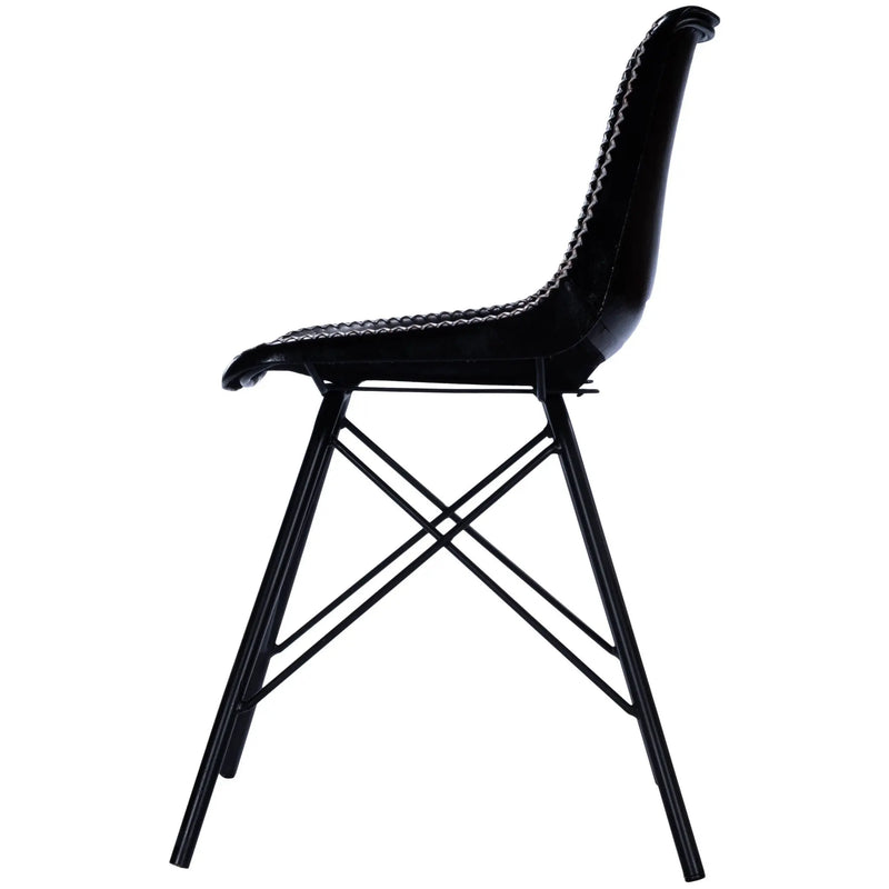18" Black Faux Leather Side Chair Homeroots Living Room