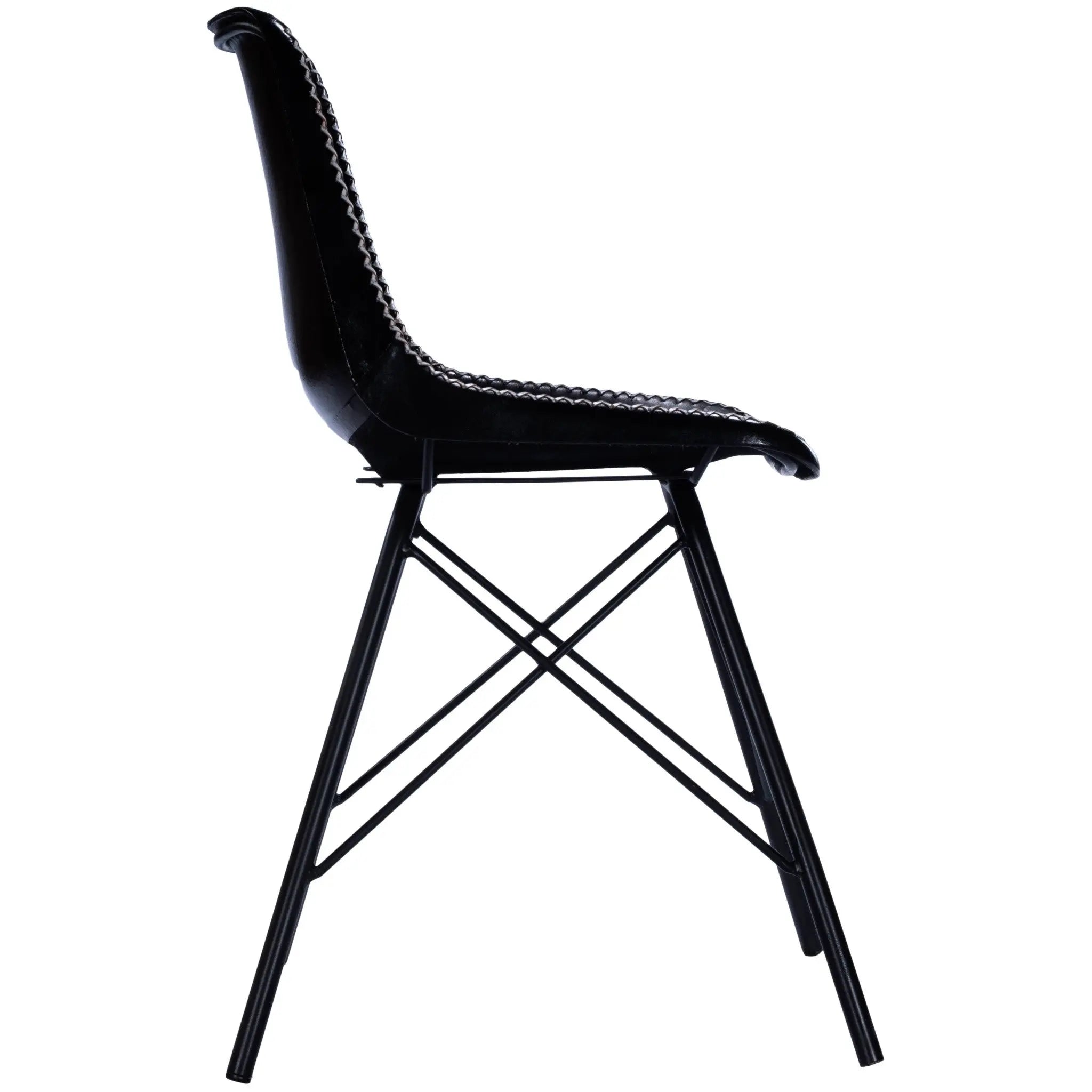 18" Black Faux Leather Side Chair Homeroots Living Room