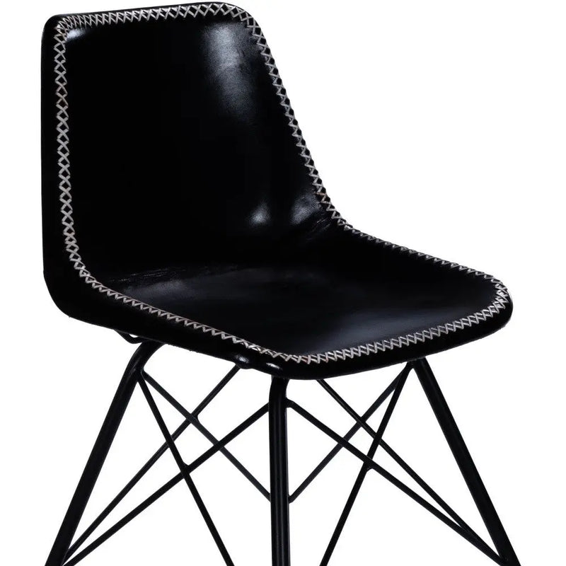 18" Black Faux Leather Side Chair Homeroots Living Room