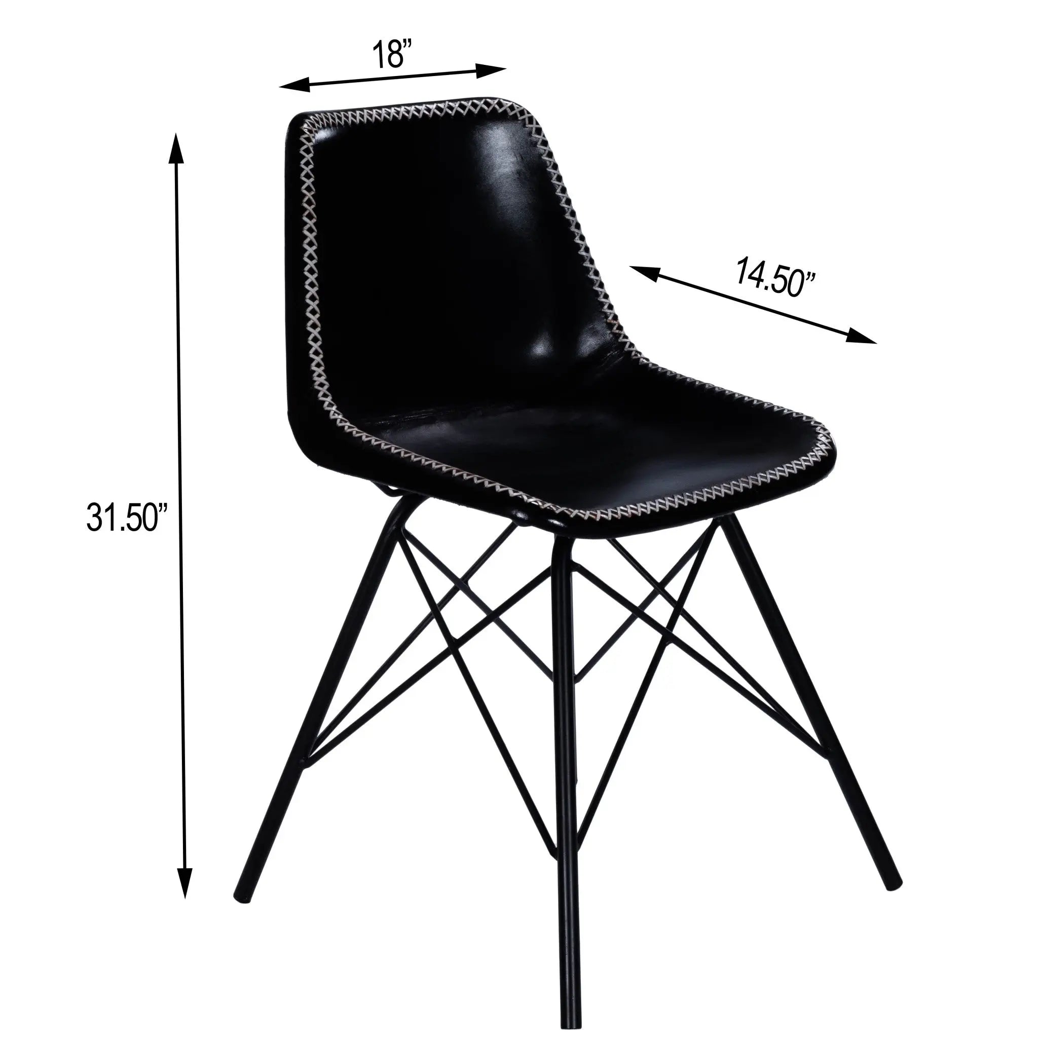 18" Black Faux Leather Side Chair Homeroots Living Room