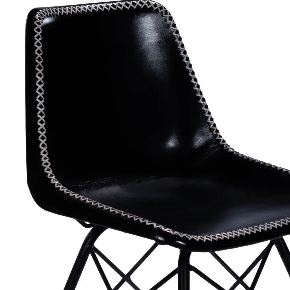 18" Black Faux Leather Side Chair Homeroots Living Room