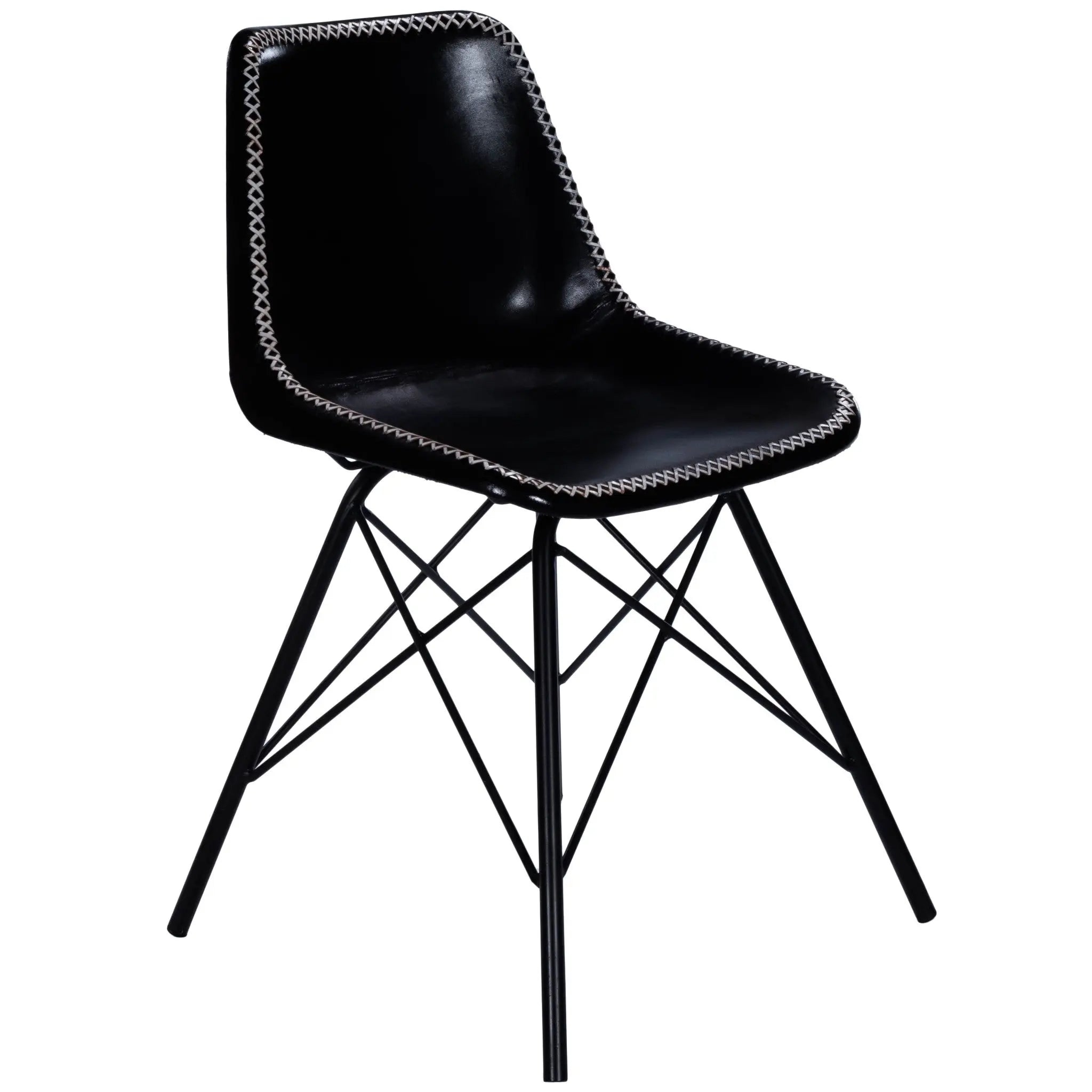 18" Black Faux Leather Side Chair Homeroots Living Room