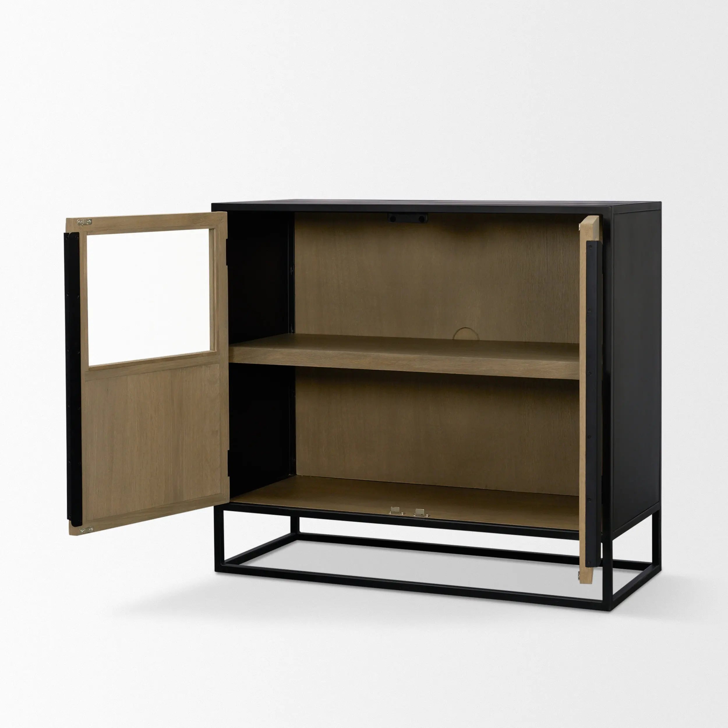 18" Black Iron and Metal Accent Cabinet With Two Doors Homeroots Kitchen & Dining