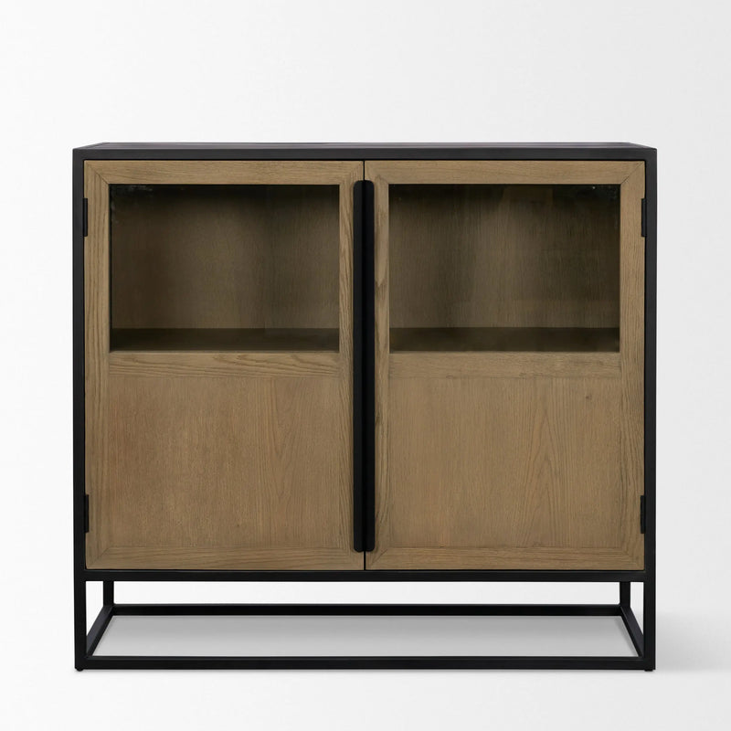 18" Black Iron and Metal Accent Cabinet With Two Doors Homeroots Kitchen & Dining