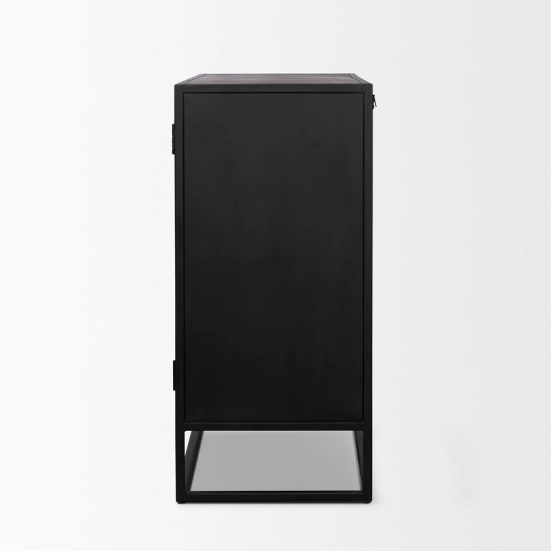 18" Black Iron and Metal Accent Cabinet With Two Doors Homeroots Kitchen & Dining