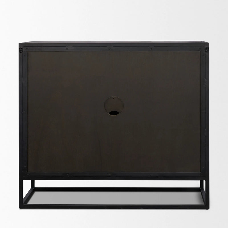 18" Black Iron and Metal Accent Cabinet With Two Doors Homeroots Kitchen & Dining