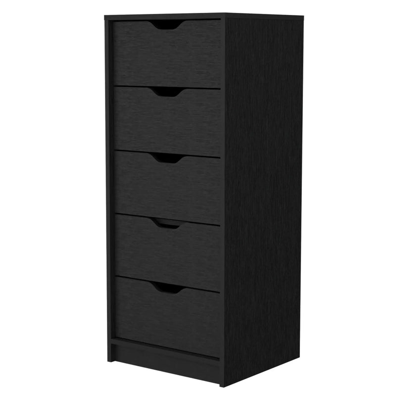 18" Black Manufactured Wood Five Drawer Narrow Dresser Homeroots Bed & Bath