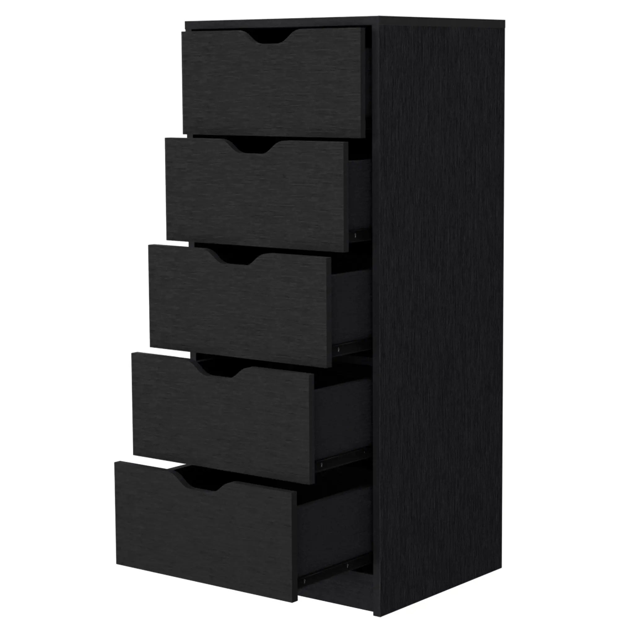 18" Black Manufactured Wood Five Drawer Narrow Dresser Homeroots Bed & Bath