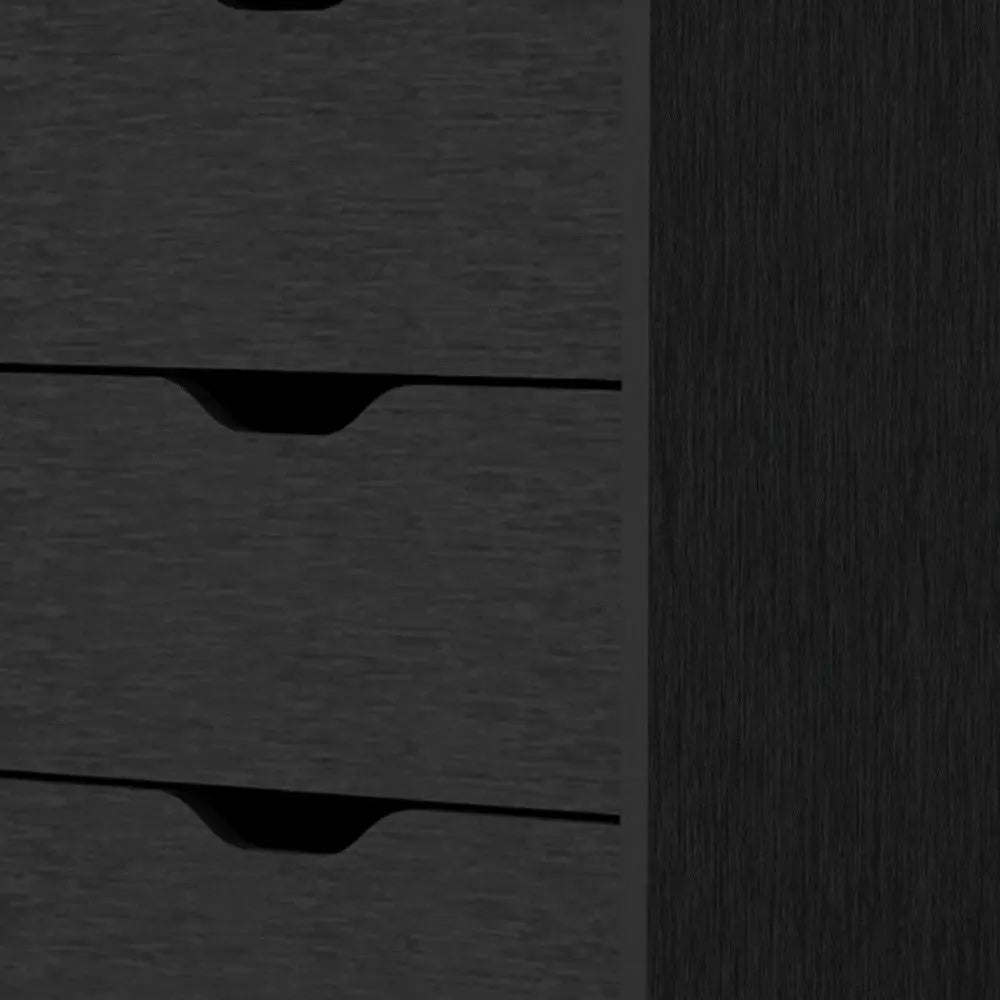 18" Black Manufactured Wood Five Drawer Narrow Dresser Homeroots Bed & Bath