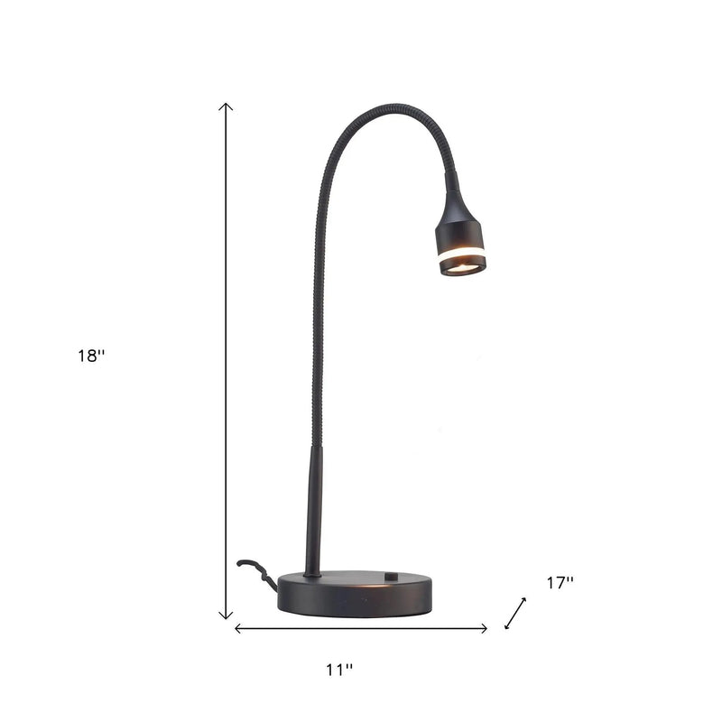 18" Black Metal Adjustable LED Desk Lamp Homeroots Lighting