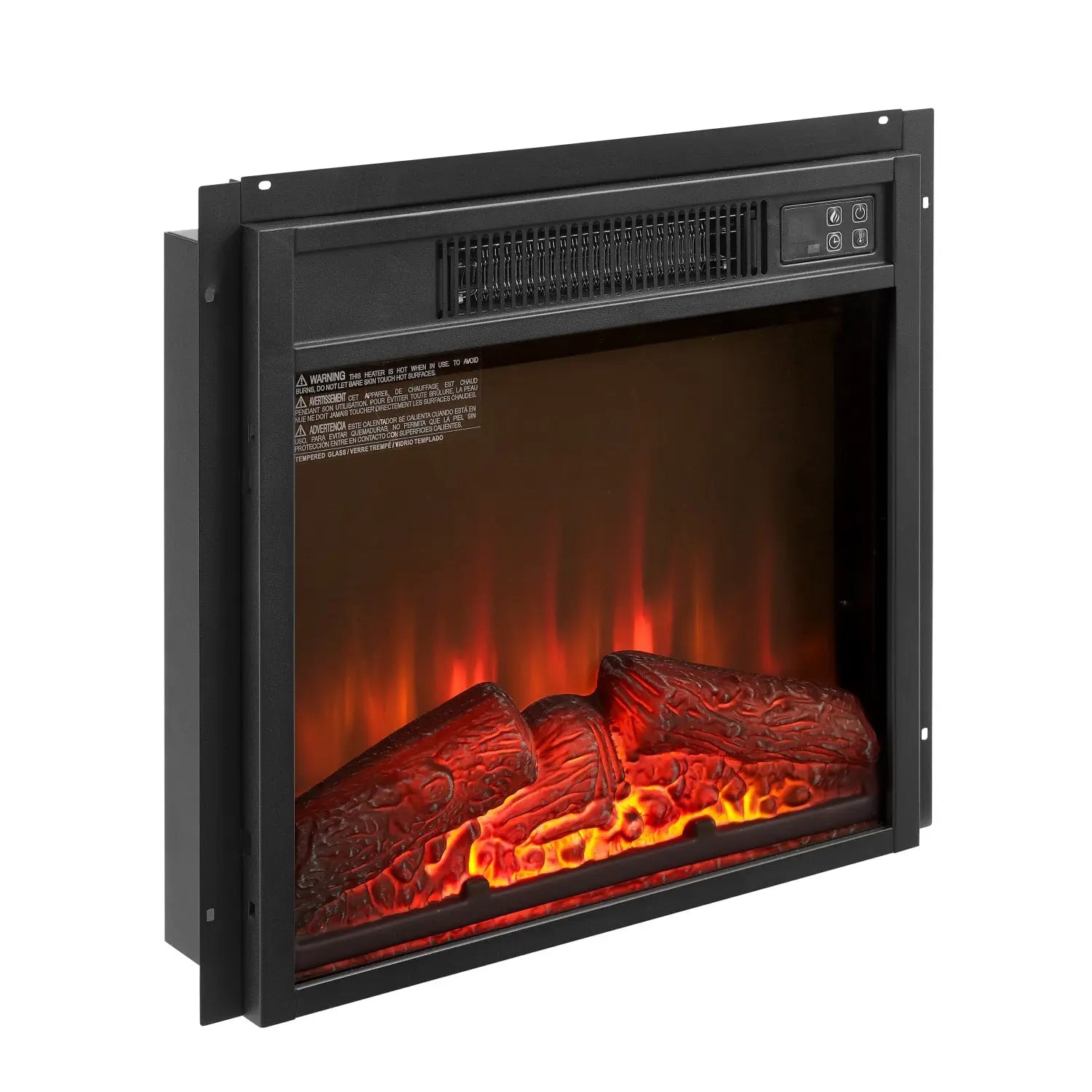 18" Black Metal Electric Fireplace Homeroots Home Decor